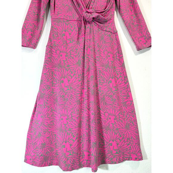 Lilly Pulitzer Danni Floral Jersey Dress Pink Green 3/4 Sleeve Size M - Picture 4 of 9